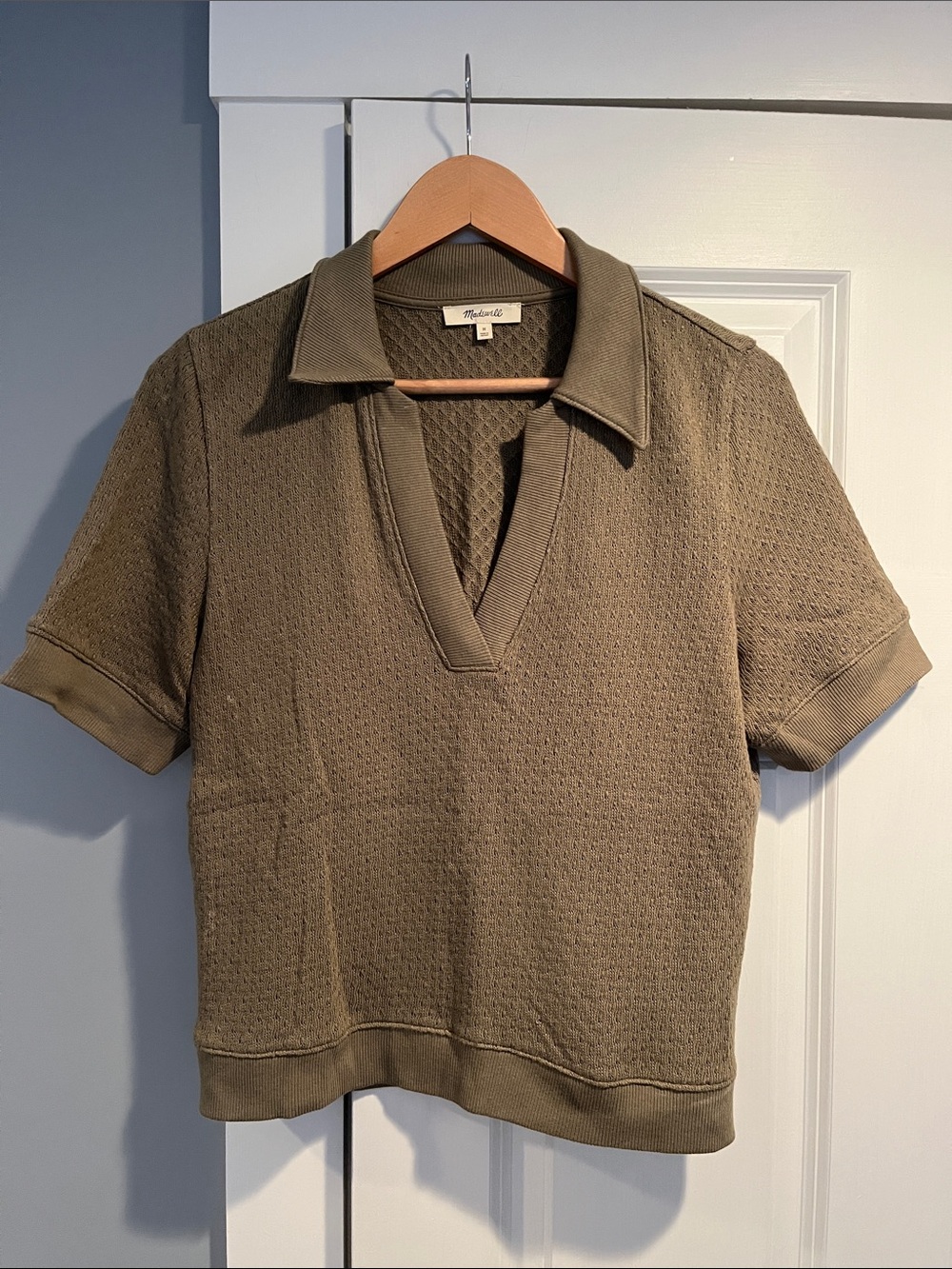 Madewell Olive Short-Sleeve Polo Knit Top